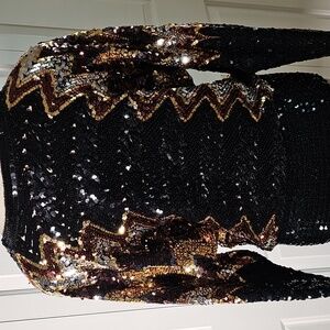 Sequin Zigzag V-Neckc Sweater. Lovely Top. By Party Collectibales. Petite Meduim